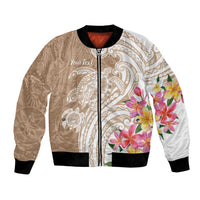 Aloha Niihau Island Personalized Bomber Jacket Beige Dreamy Turtle LT7 Unisex Beige - Polynesian Pride