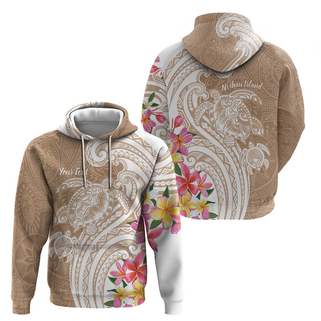 Aloha Niihau Island Personalized Hoodie Beige Dreamy Turtle LT7 - Polynesian Pride