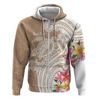 Aloha Niihau Island Personalized Hoodie Beige Dreamy Turtle LT7 Zip Hoodie Beige - Polynesian Pride
