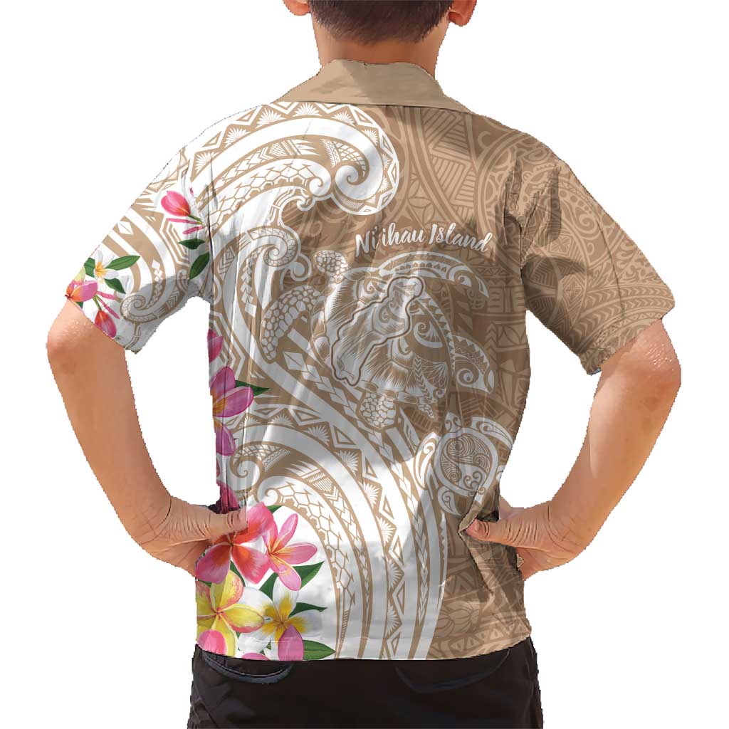 Aloha Niihau Island Personalized Kid Hawaiian Shirt Beige Dreamy Turtle LT7 - Polynesian Pride