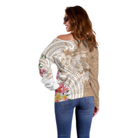 Aloha Niihau Island Personalized Off Shoulder Sweater Beige Dreamy Turtle LT7 - Polynesian Pride