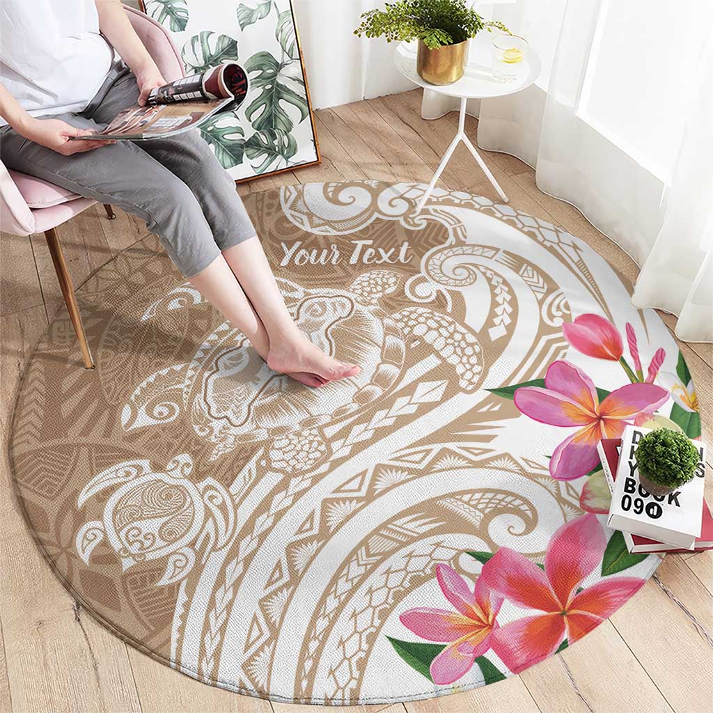 Aloha Niihau Island Personalized Round Carpet Beige Dreamy Turtle LT7 - Polynesian Pride