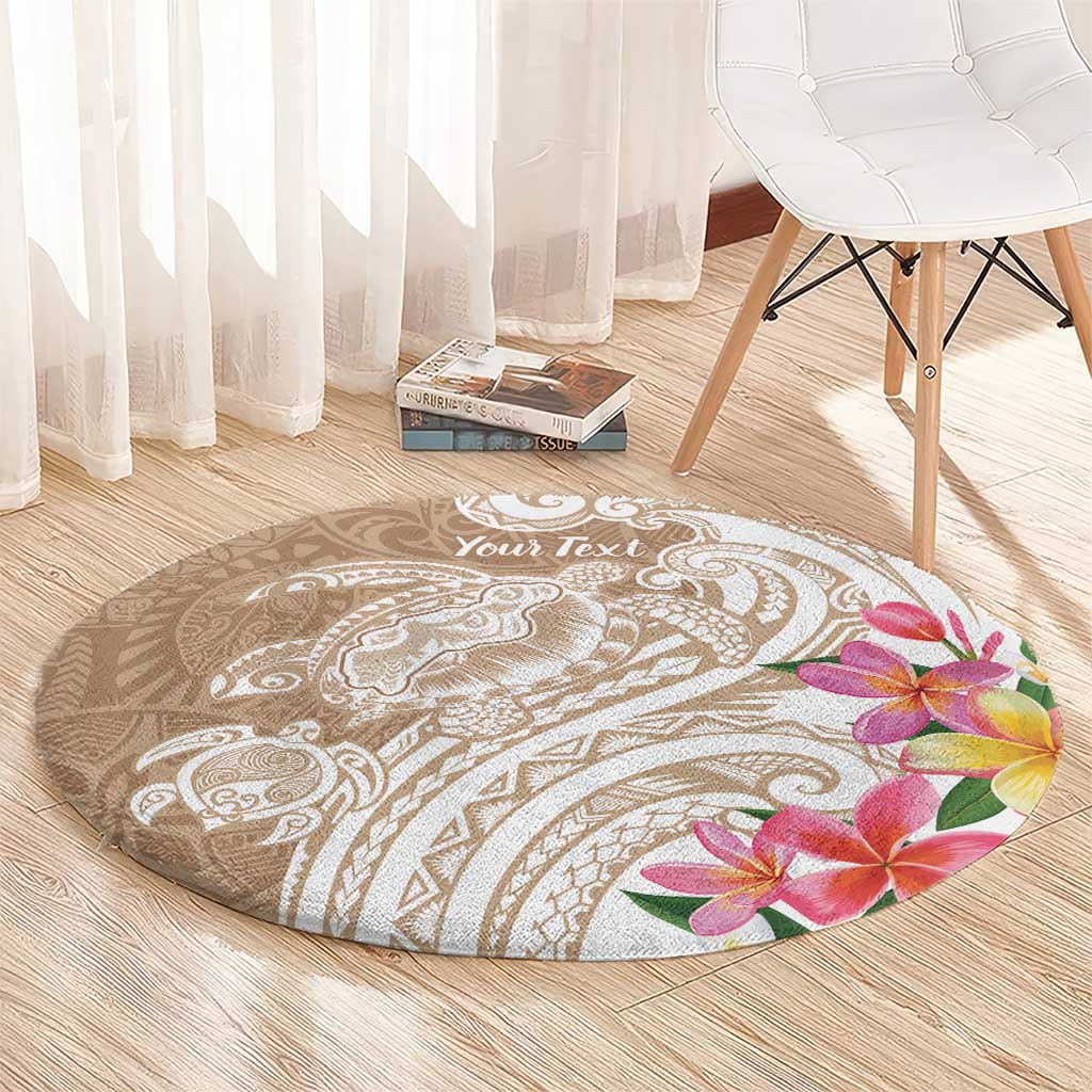 Aloha Niihau Island Personalized Round Carpet Beige Dreamy Turtle LT7 - Polynesian Pride