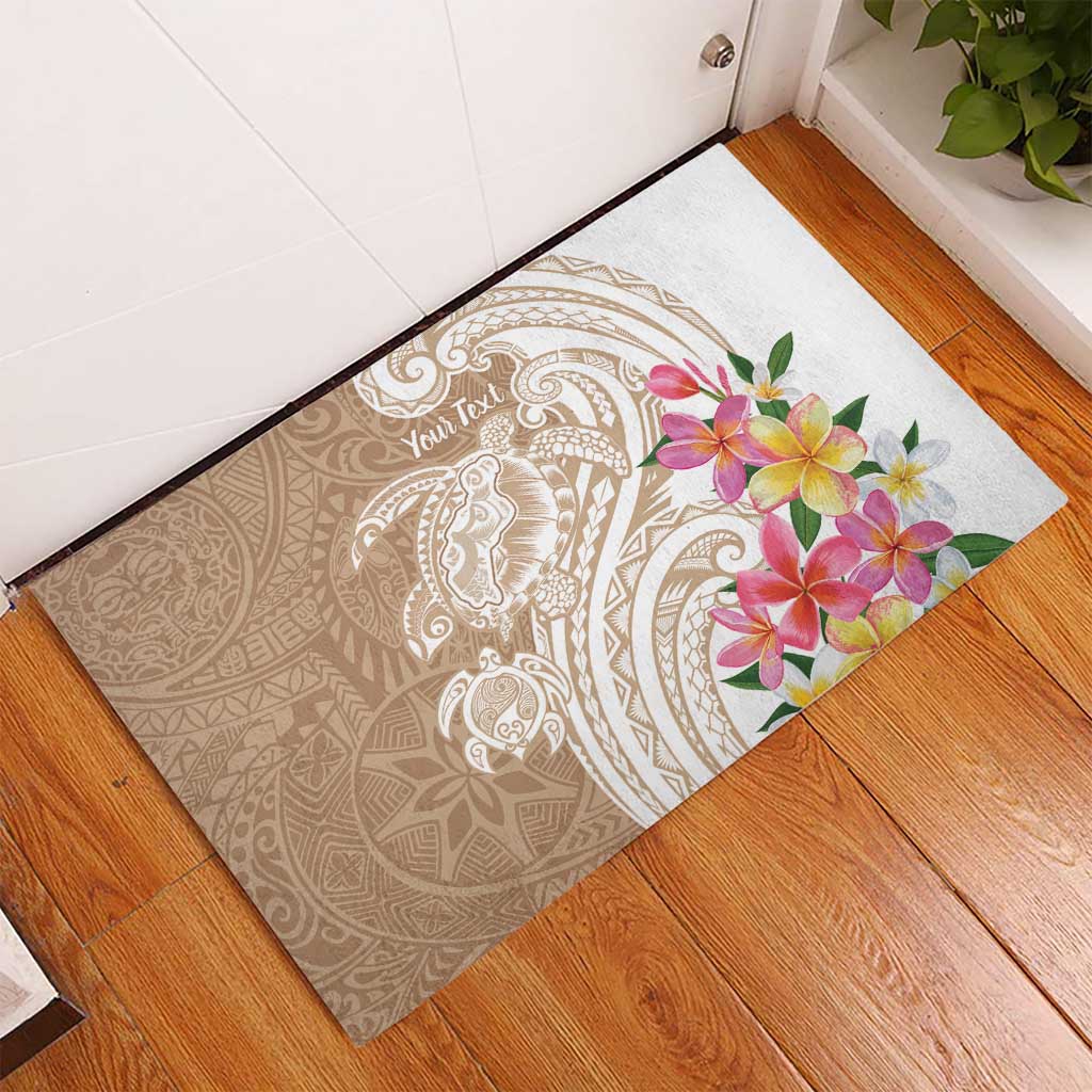 Aloha Niihau Island Personalized Rubber Doormat Beige Dreamy Turtle LT7 - Polynesian Pride