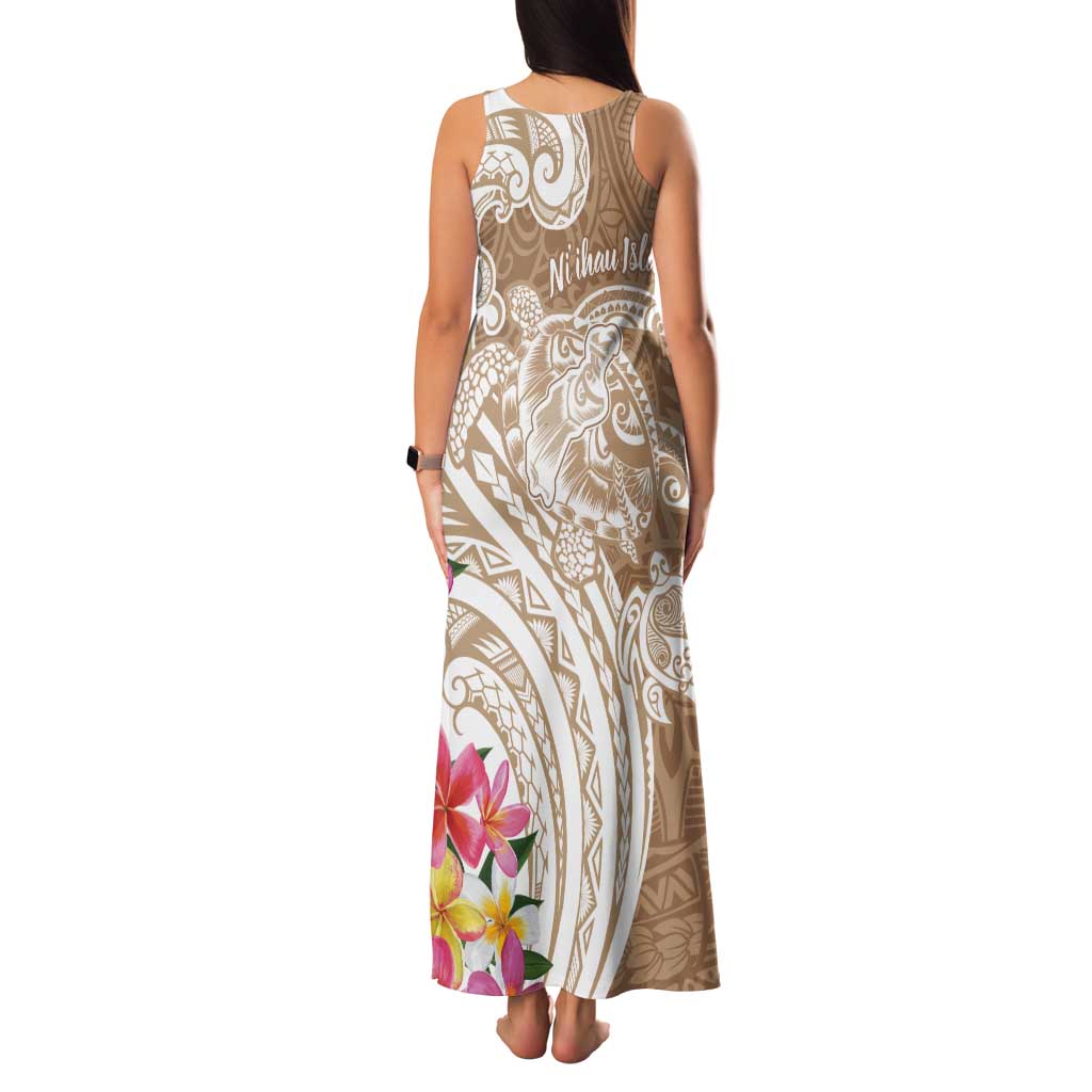 Aloha Niihau Island Personalized Tank Maxi Dress Beige Dreamy Turtle LT7 - Polynesian Pride