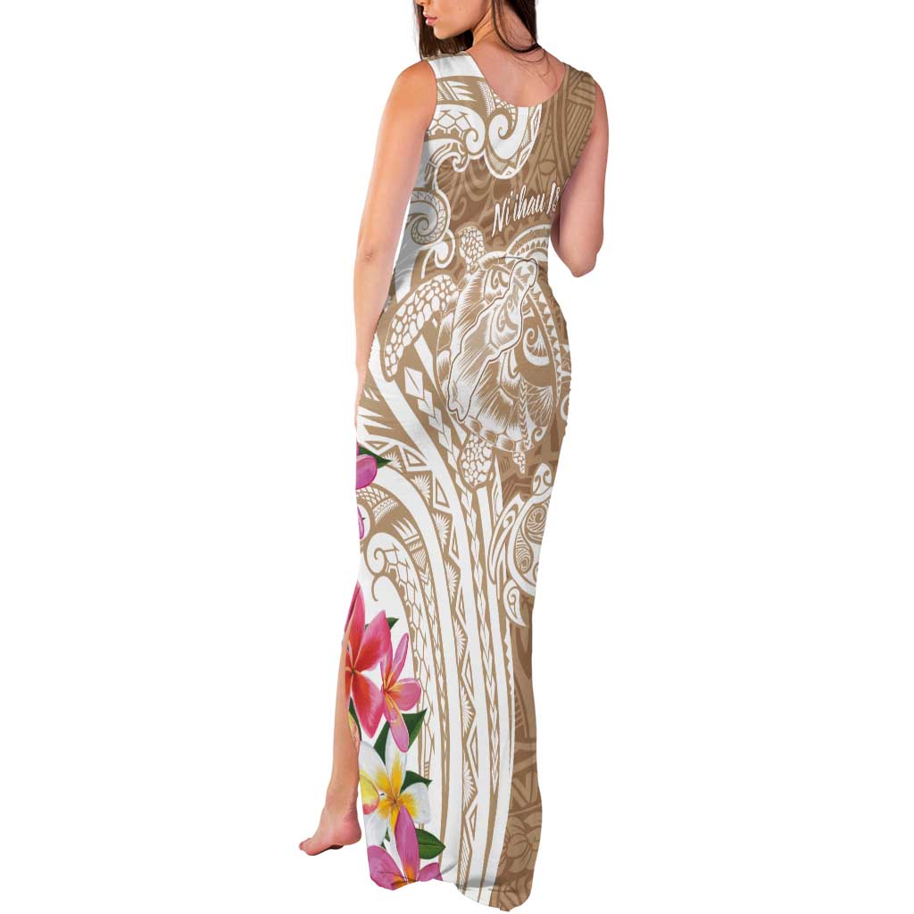 Aloha Niihau Island Personalized Tank Maxi Dress Beige Dreamy Turtle LT7 - Polynesian Pride