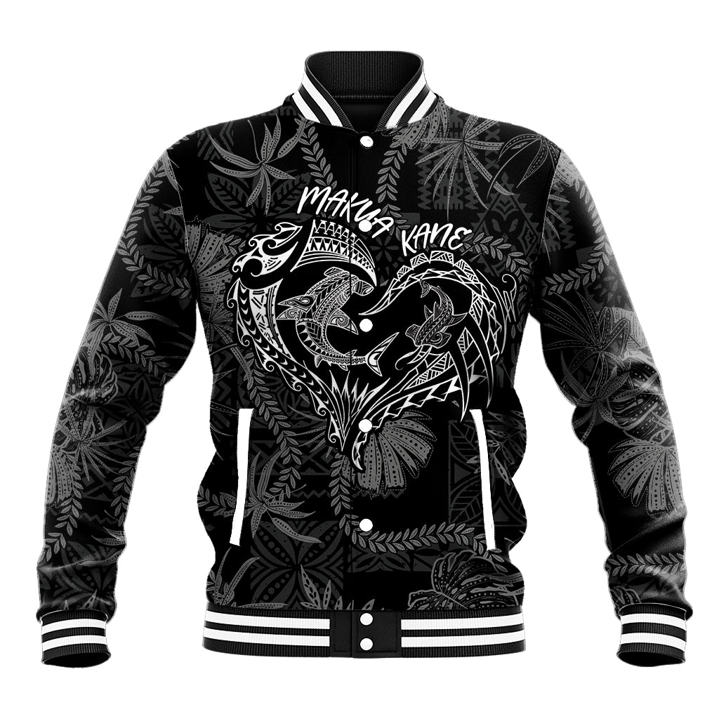 Hawaii Father's Day Vintage Lei Baseball Jacket Hauoli la Makuakane - Black LT7 Unisex Black - Polynesian Pride