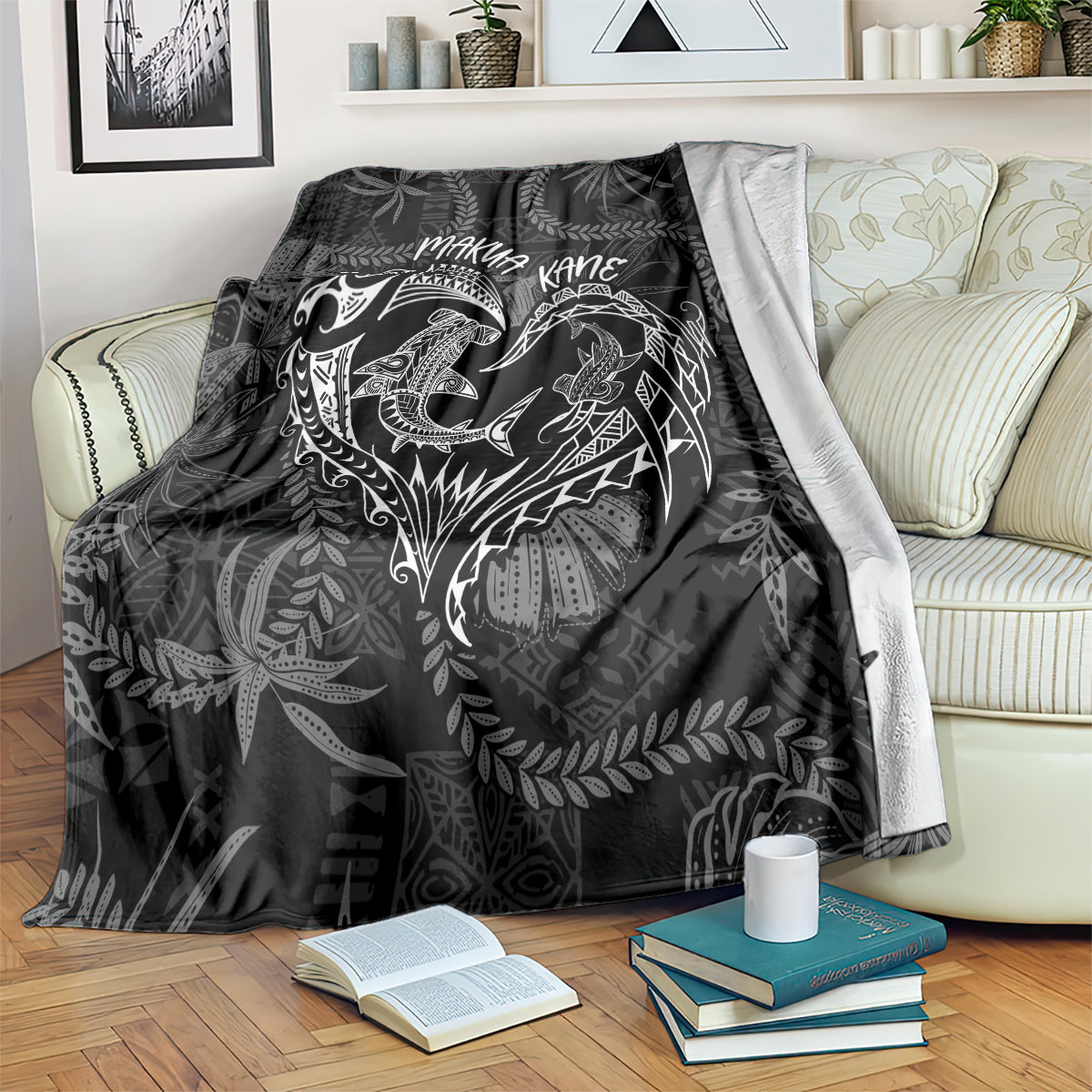 Hawaii Father's Day Vintage Lei Blanket Hauoli la Makuakane - Black LT7 Black - Polynesian Pride