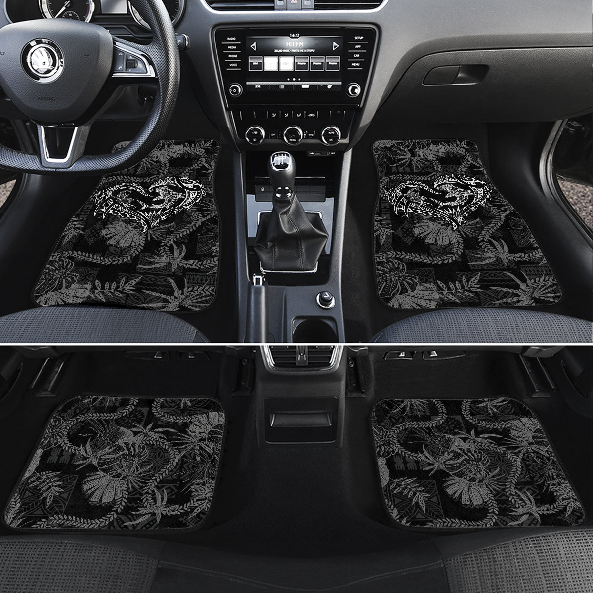 Hawaii Father's Day Vintage Lei Car Mats Hauoli la Makuakane - Black LT7 Set 4pcs Black - Polynesian Pride