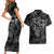 Hawaii Father's Day Vintage Lei Couples Matching Short Sleeve Bodycon Dress and Hawaiian Shirt Hauoli la Makuakane - Black