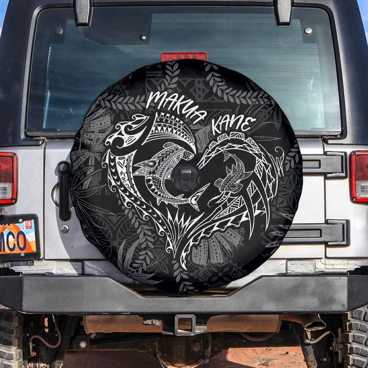 Hawaii Father's Day Vintage Lei Spare Tire Cover Hauoli la Makuakane - Black