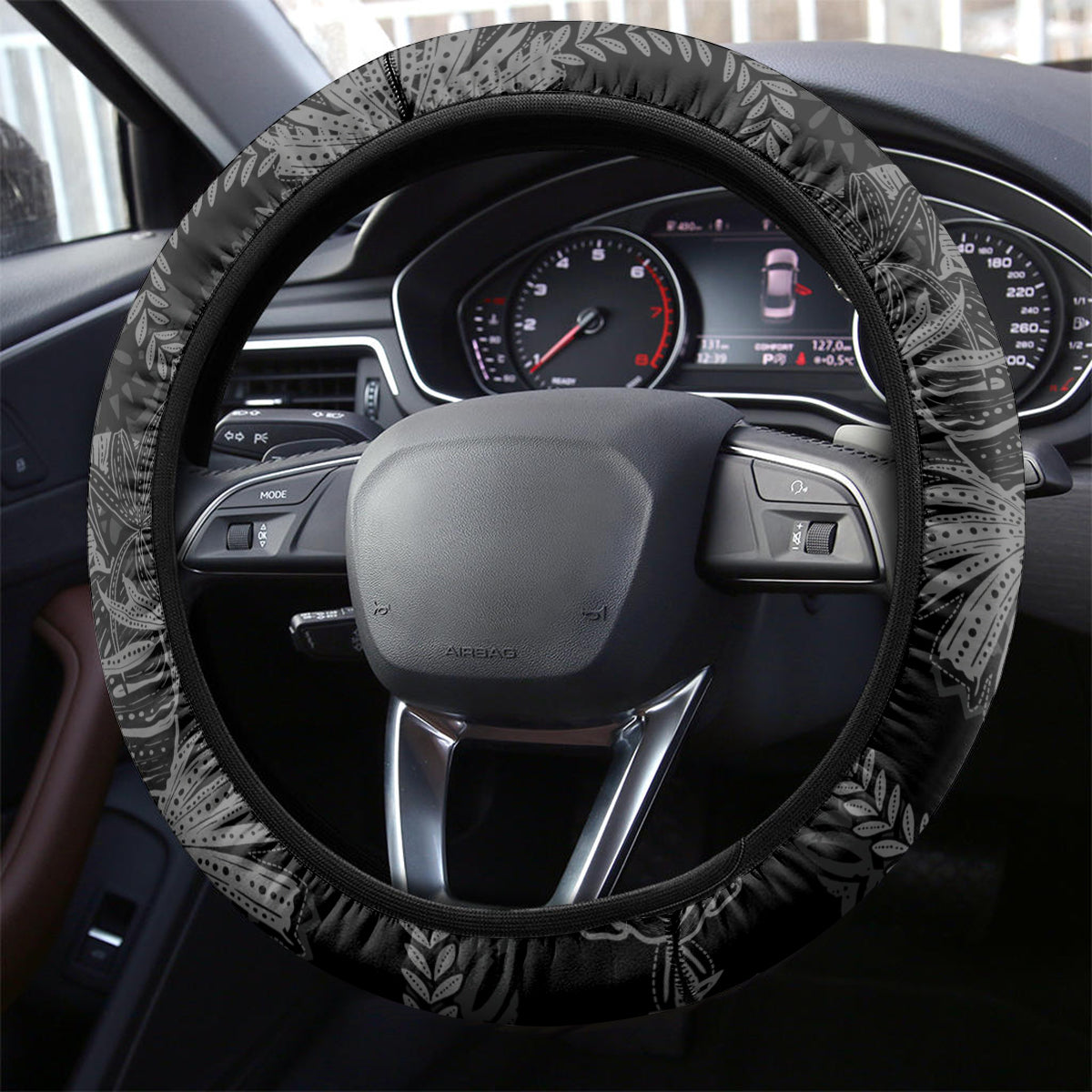 Hawaii Father's Day Vintage Lei Steering Wheel Cover Hauoli la Makuakane - Black LT7 - Polynesian Pride