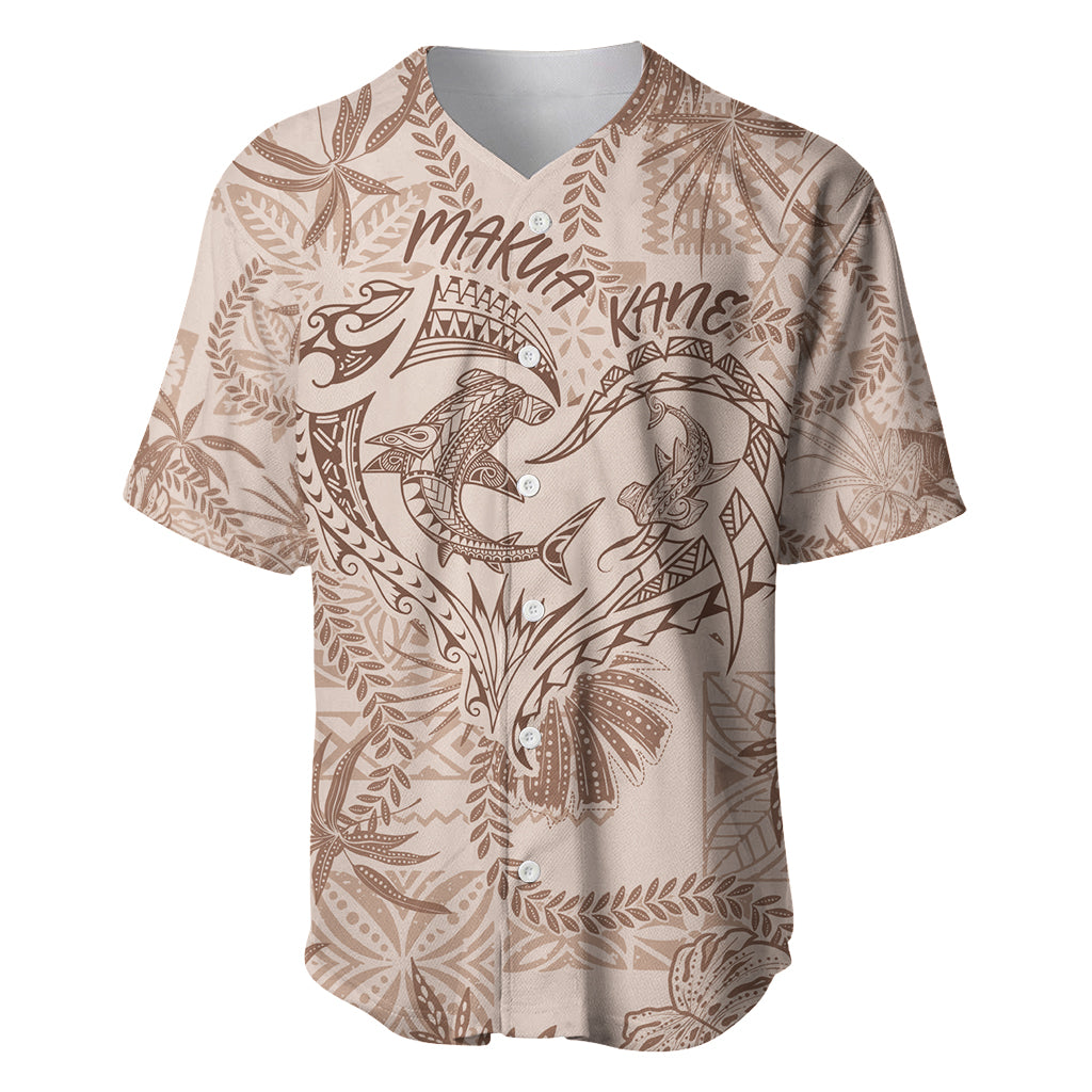 Hawaii Father's Day Vintage Lei Baseball Jersey Hauoli la Makuakane - Beige LT7 Beige - Polynesian Pride