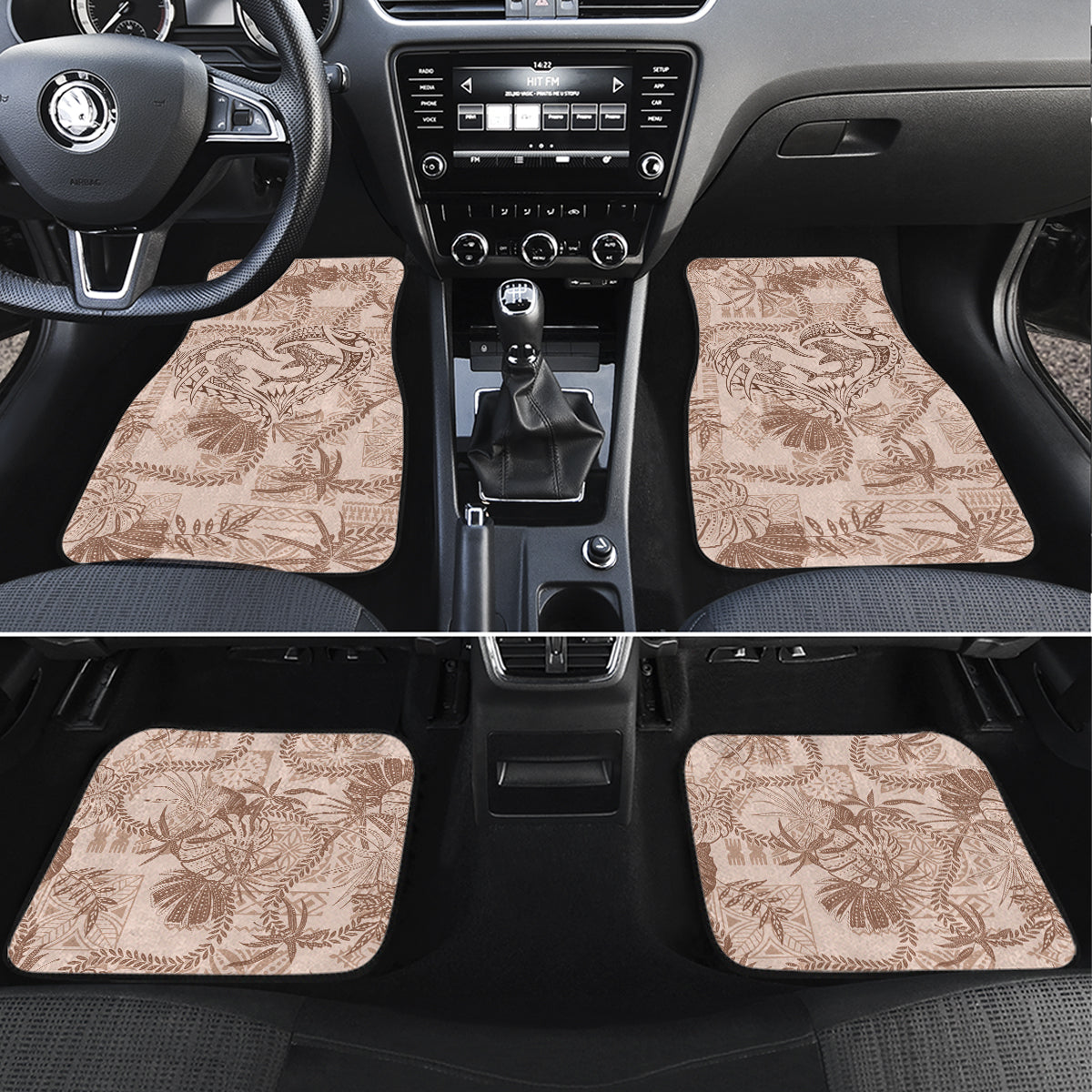 Hawaii Father's Day Vintage Lei Car Mats Hauoli la Makuakane - Beige LT7 Set 4pcs Beige - Polynesian Pride