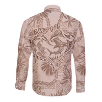 Hawaii Father's Day Vintage Lei Long Sleeve Button Shirt Hauoli la Makuakane - Beige LT7 - Polynesian Pride