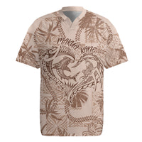 Hawaii Father's Day Vintage Lei Rugby Jersey Hauoli la Makuakane - Beige LT7 Beige - Polynesian Pride