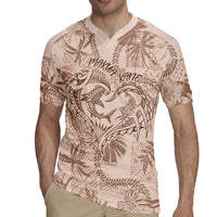 Hawaii Father's Day Vintage Lei Rugby Jersey Hauoli la Makuakane - Beige LT7 - Polynesian Pride