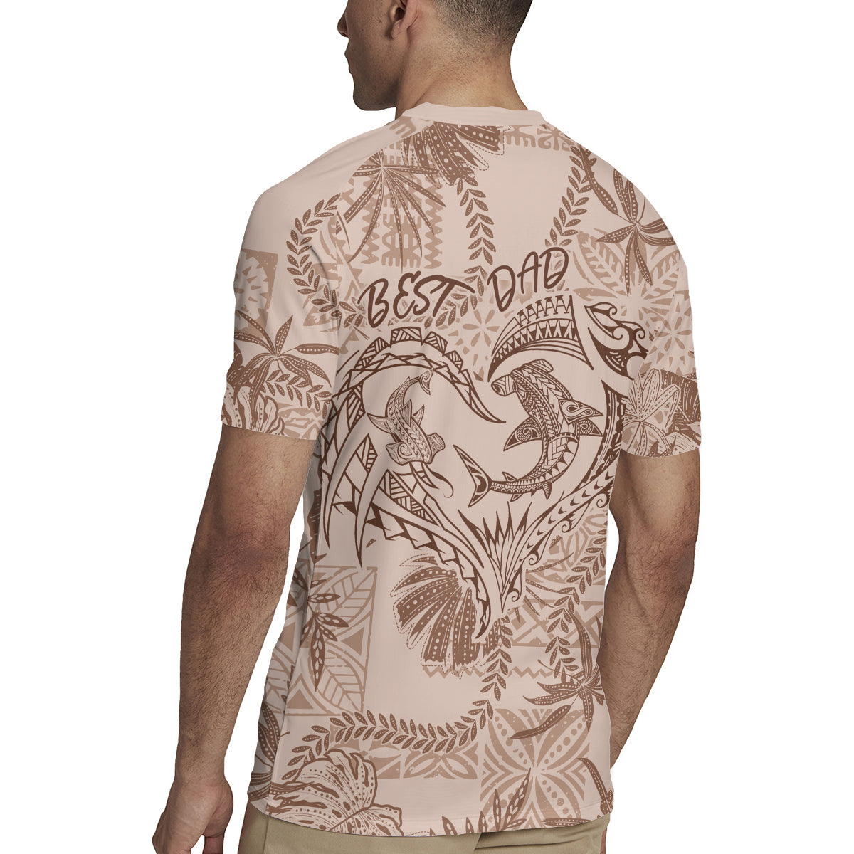Hawaii Father's Day Vintage Lei Rugby Jersey Hauoli la Makuakane - Beige LT7 - Polynesian Pride