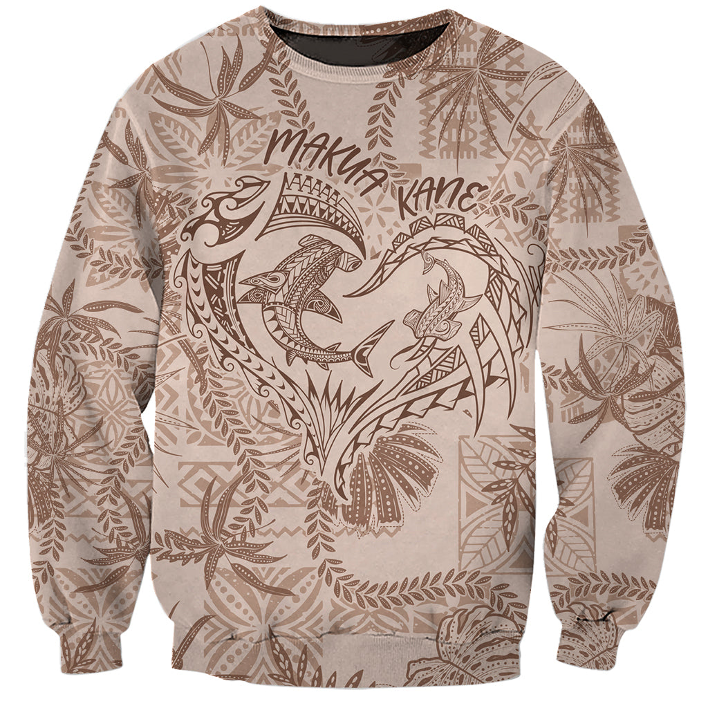 Hawaii Father's Day Vintage Lei Sweatshirt Hauoli la Makuakane - Beige LT7 Unisex Beige - Polynesian Pride