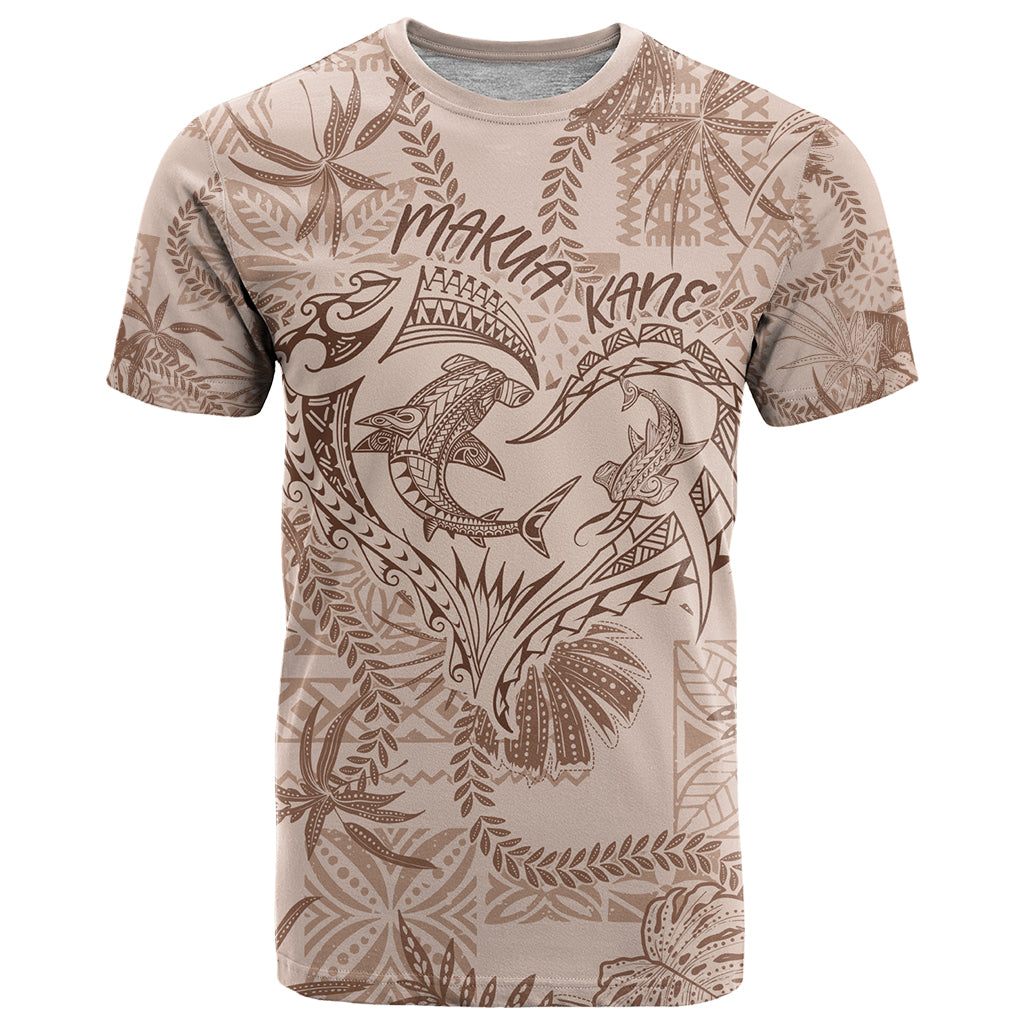 Hawaii Father's Day Vintage Lei T Shirt Hauoli la Makuakane - Beige LT7 Beige - Polynesian Pride