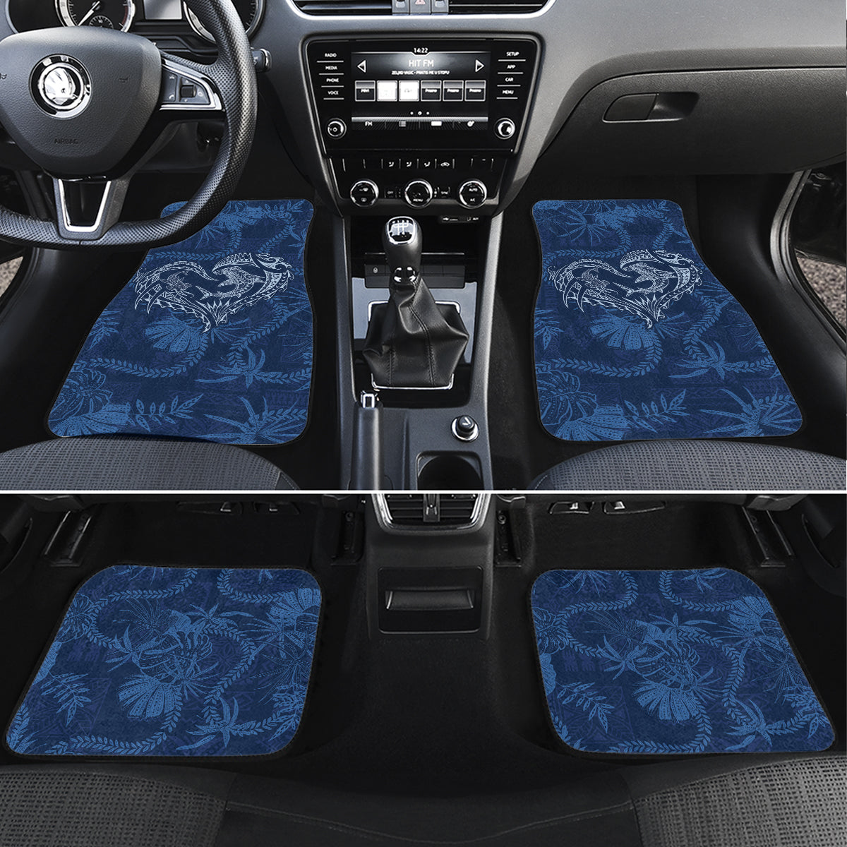 Hawaii Father's Day Vintage Lei Car Mats Hauoli la Makuakane - Blue LT7 Set 4pcs Blue - Polynesian Pride