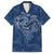 Hawaii Father's Day Vintage Lei Family Matching Short Sleeve Bodycon Dress and Hawaiian Shirt Hauoli la Makuakane - Blue