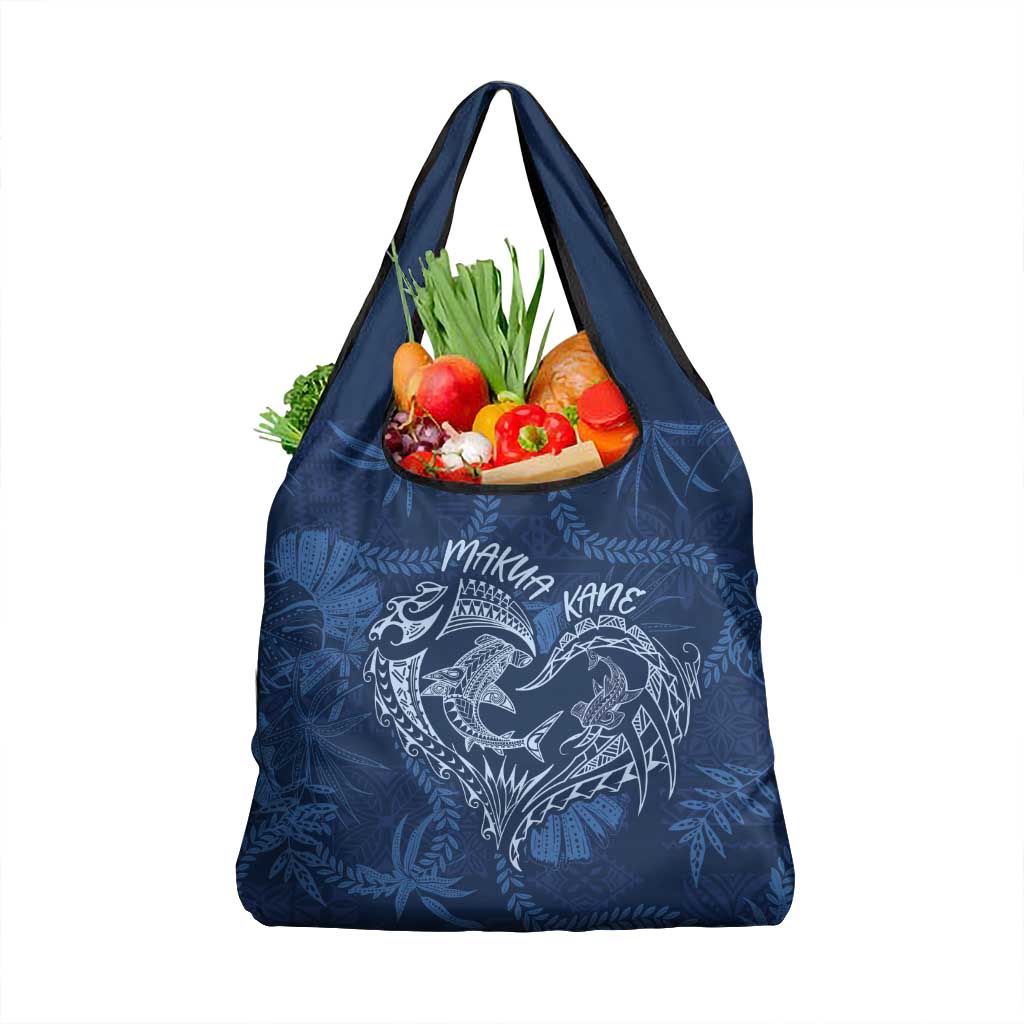 Hawaii Father's Day Vintage Lei Grocery Bag Hauoli la Makuakane - Blue LT7 1-pack One Size Blue - Polynesian Pride
