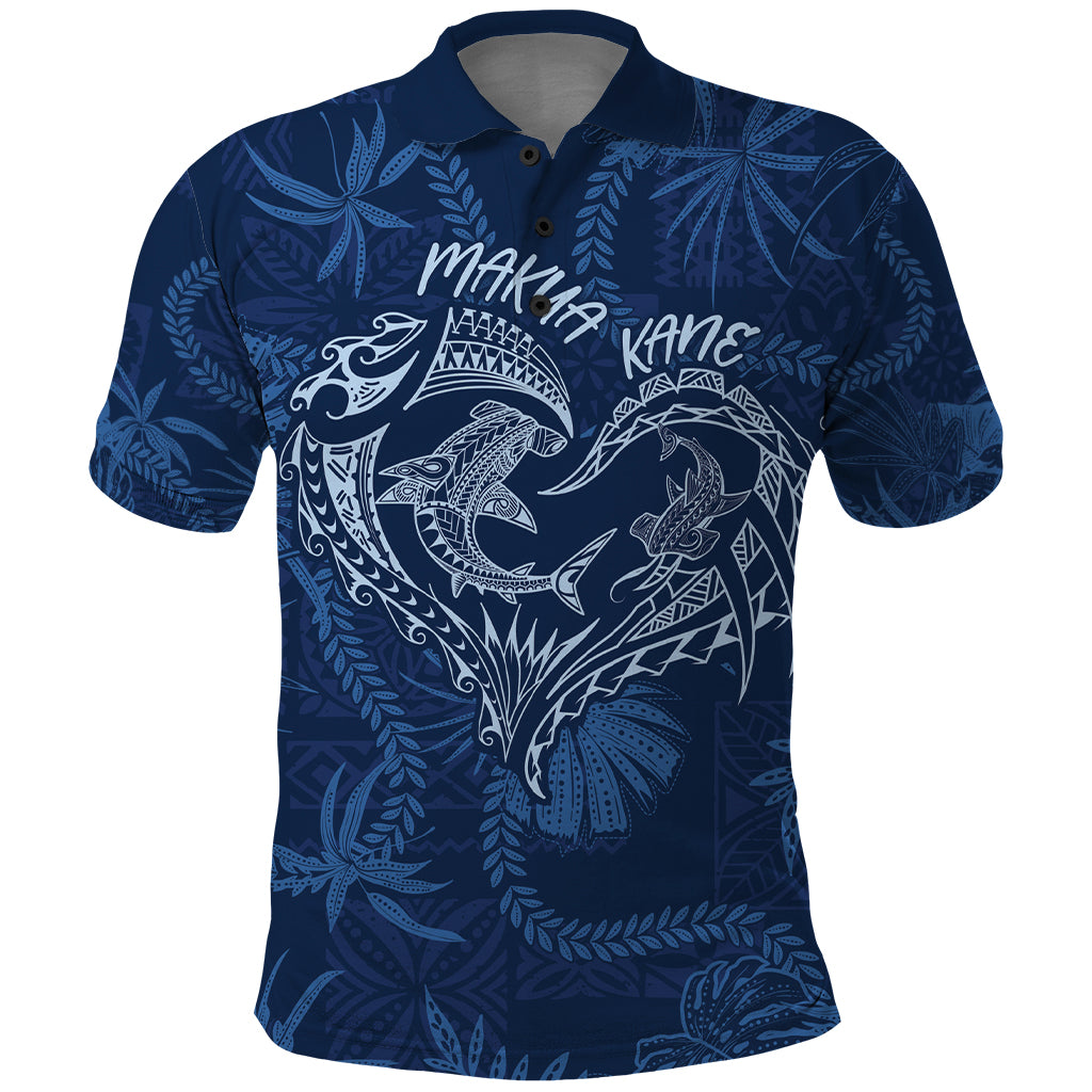 Hawaii Father's Day Vintage Lei Polo Shirt Hauoli la Makuakane - Blue LT7 Blue - Polynesian Pride