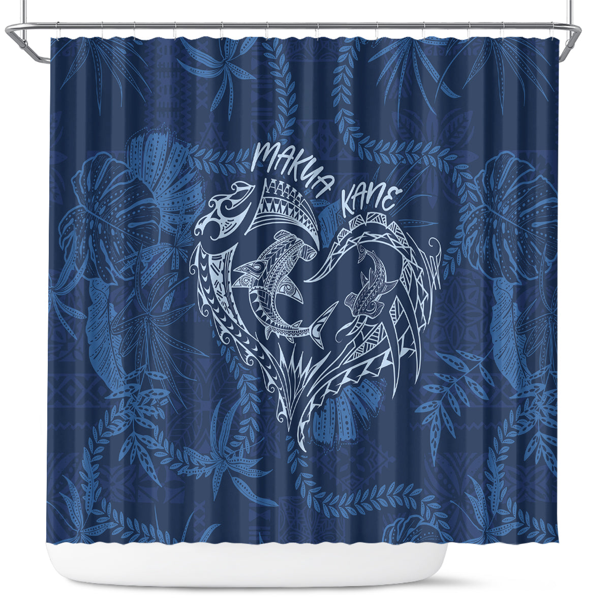 Hawaii Father's Day Vintage Lei Shower Curtain Hauoli la Makuakane - Blue LT7 Blue - Polynesian Pride