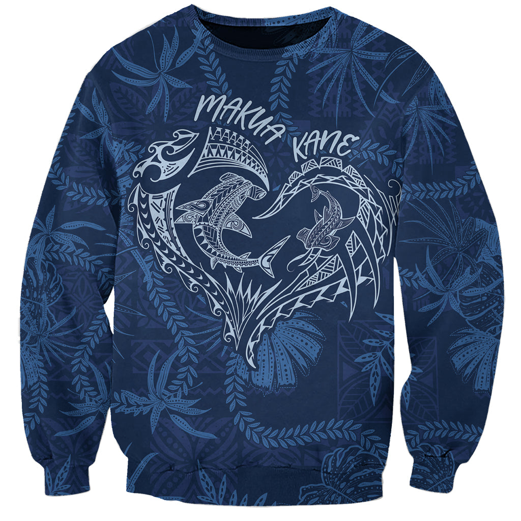 Hawaii Father's Day Vintage Lei Sweatshirt Hauoli la Makuakane - Blue LT7 Unisex Blue - Polynesian Pride