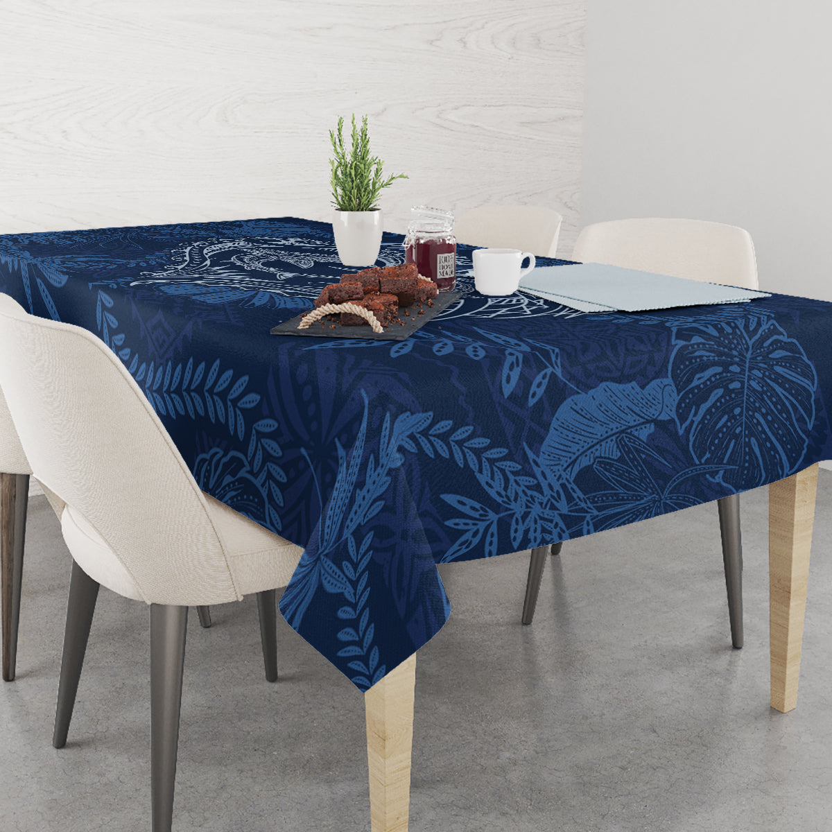 Hawaii Father's Day Vintage Lei Tablecloth Hauoli la Makuakane - Blue LT7 - Polynesian Pride