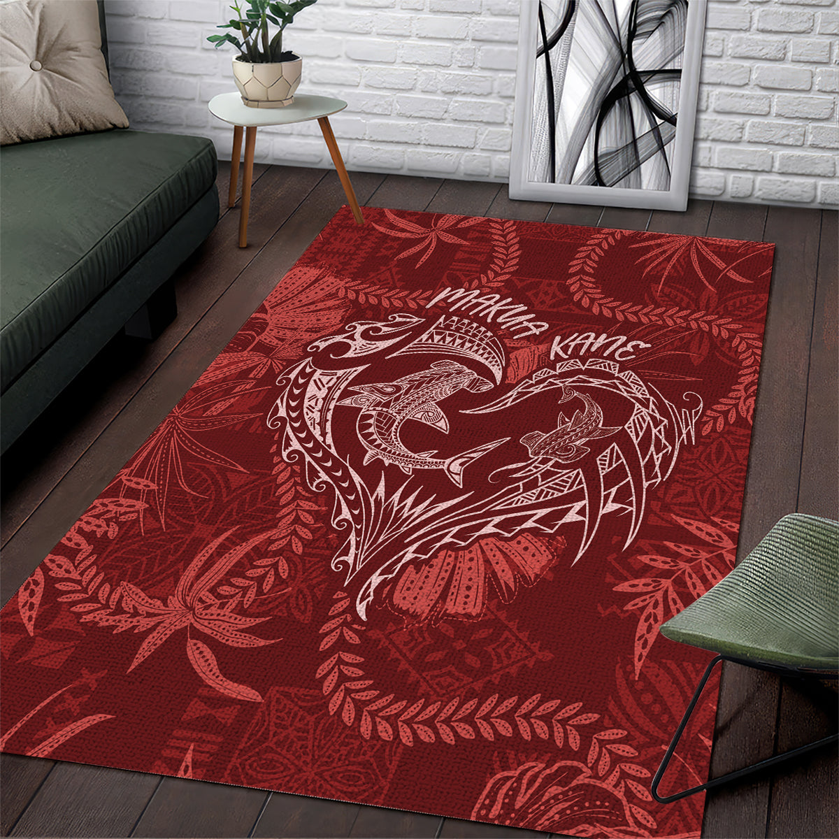 Hawaii Father's Day Vintage Lei Area Rug Hauoli la Makuakane - Red LT7 Red - Polynesian Pride