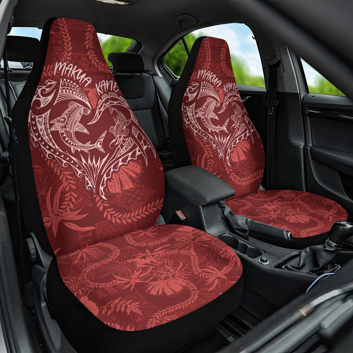 Hawaii Father's Day Vintage Lei Car Seat Cover Hauoli la Makuakane - Red LT7 One Size Red - Polynesian Pride