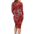 Hawaii Father's Day Vintage Lei Family Matching Long Sleeve Bodycon Dress and Hawaiian Shirt Hauoli la Makuakane - Red