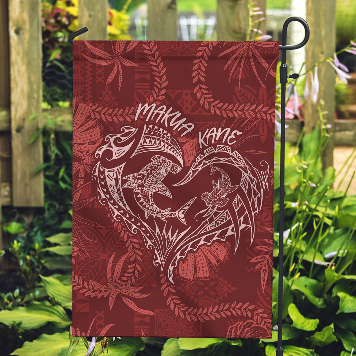 Hawaii Father's Day Vintage Lei Garden Flag Hauoli la Makuakane - Red LT7 Garden Flag Red - Polynesian Pride