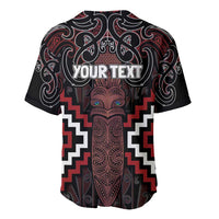 Maori Taiaha Whakairo Personalized Baseball Jersey Red Poutama Motifs LT7 - Polynesian Pride