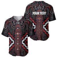 Maori Taiaha Whakairo Personalized Baseball Jersey Red Poutama Motifs LT7 - Polynesian Pride