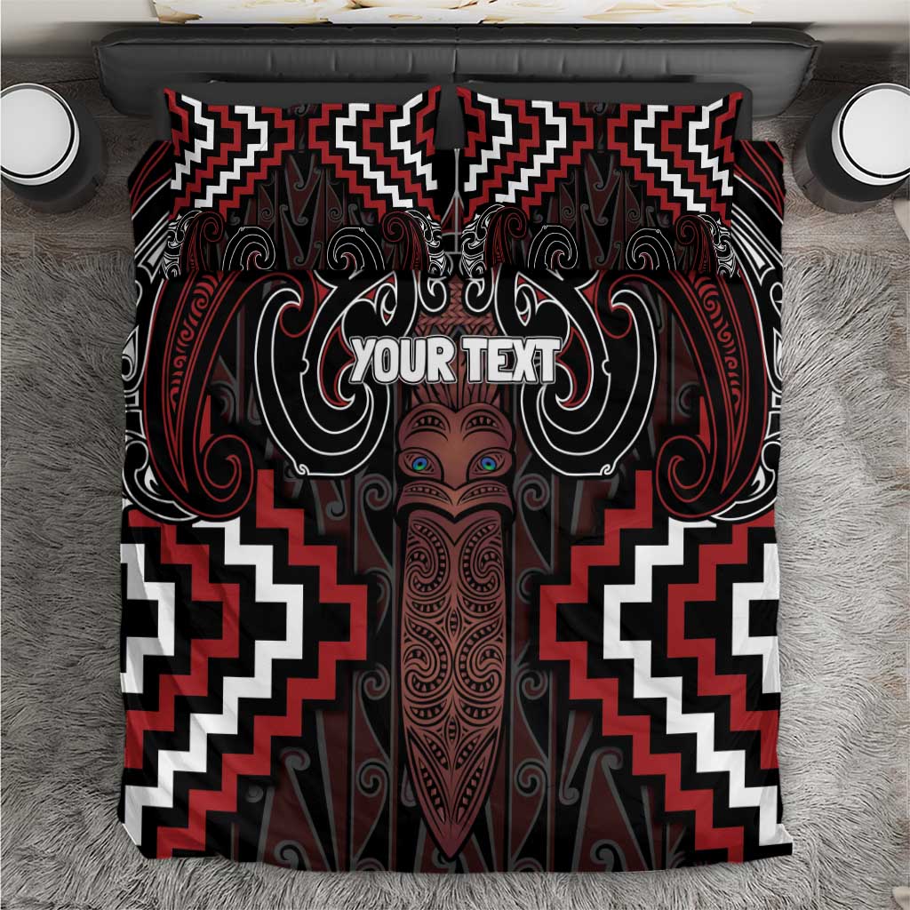 Maori Taiaha Whakairo Personalized Bedding Set Red Poutama Motifs LT7 Red - Polynesian Pride
