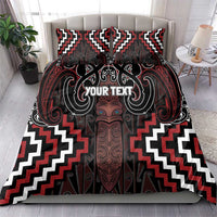 Maori Taiaha Whakairo Personalized Bedding Set Red Poutama Motifs LT7 - Polynesian Pride