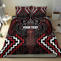 Maori Taiaha Whakairo Personalized Bedding Set Red Poutama Motifs LT7 - Polynesian Pride