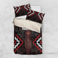 Maori Taiaha Whakairo Personalized Bedding Set Red Poutama Motifs LT7 US Twin 172cm x 218cm Red - Polynesian Pride