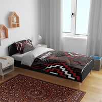 Maori Taiaha Whakairo Personalized Bedding Set Red Poutama Motifs LT7 - Polynesian Pride