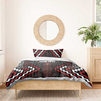 Maori Taiaha Whakairo Personalized Bedding Set Red Poutama Motifs LT7 - Polynesian Pride