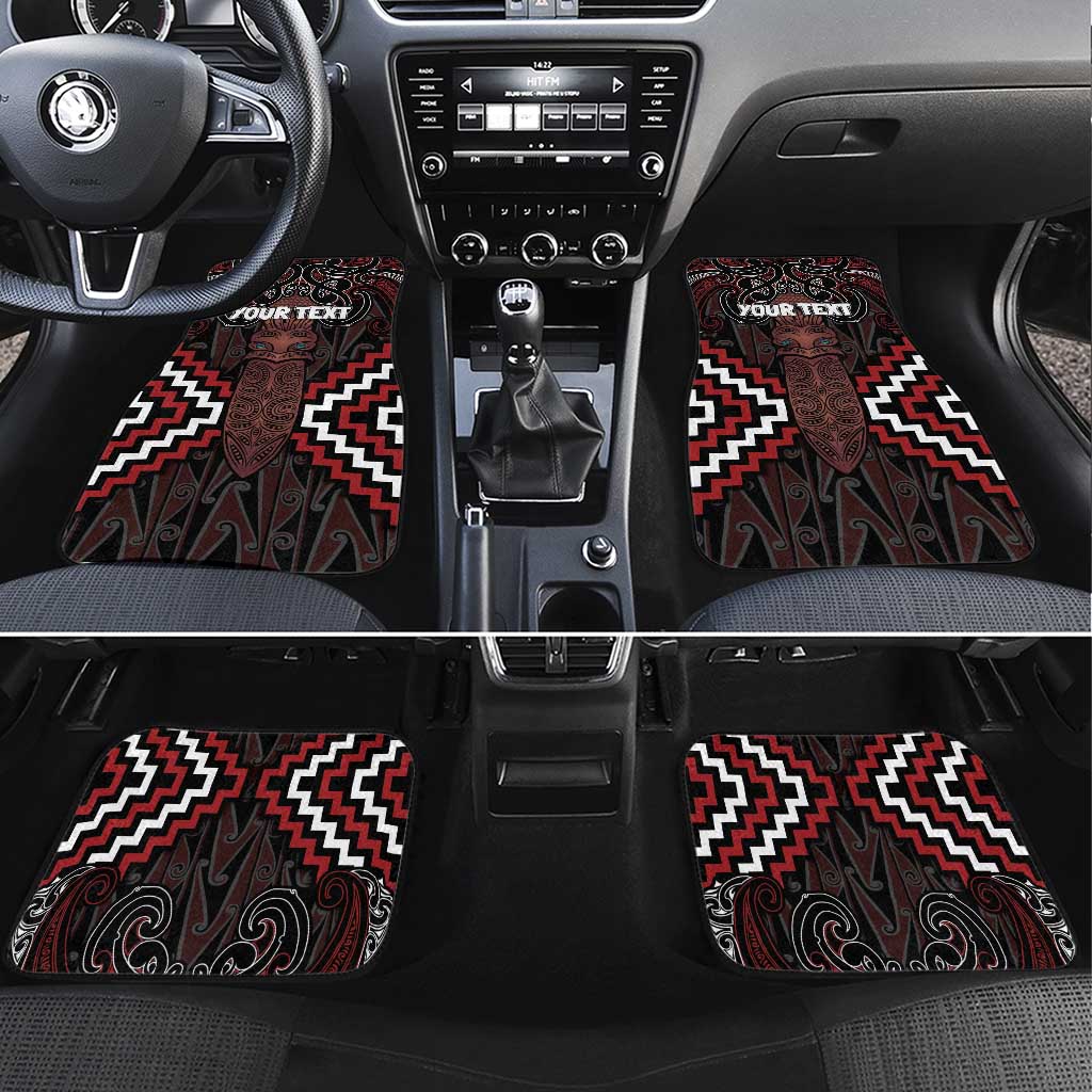 Maori Taiaha Whakairo Personalized Car Mats Red Poutama Motifs LT7 Set 4pcs Red - Polynesian Pride