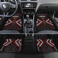 Maori Taiaha Whakairo Personalized Car Mats Red Poutama Motifs LT7 Set 4pcs Red - Polynesian Pride
