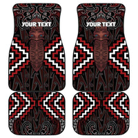 Maori Taiaha Whakairo Personalized Car Mats Red Poutama Motifs LT7 - Polynesian Pride