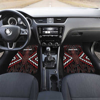 Maori Taiaha Whakairo Personalized Car Mats Red Poutama Motifs LT7 Set 2pcs - Front Red - Polynesian Pride