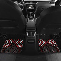 Maori Taiaha Whakairo Personalized Car Mats Red Poutama Motifs LT7 Set 2pcs - Back Red - Polynesian Pride
