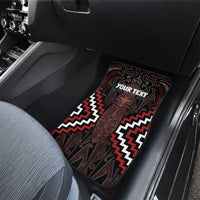 Maori Taiaha Whakairo Personalized Car Mats Red Poutama Motifs LT7 - Polynesian Pride