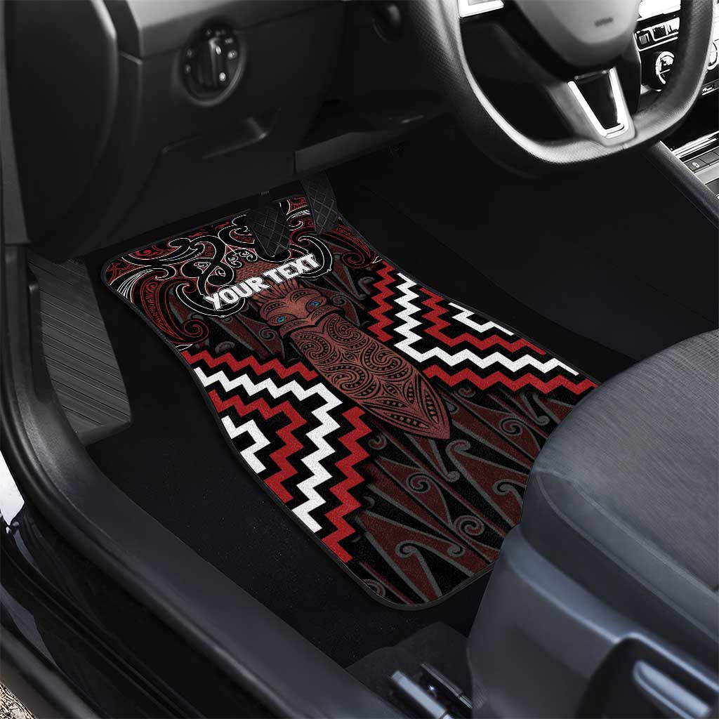 Maori Taiaha Whakairo Personalized Car Mats Red Poutama Motifs LT7 - Polynesian Pride